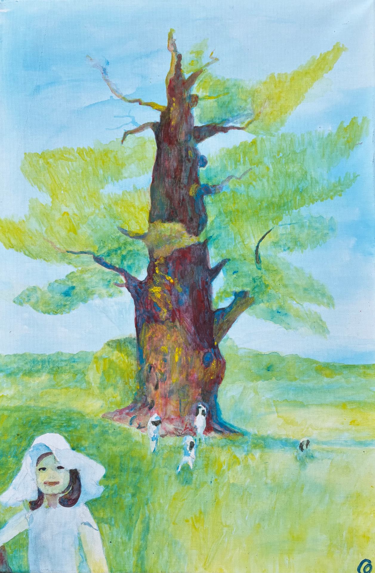 Painting Oak and nymph, Painting on canvas