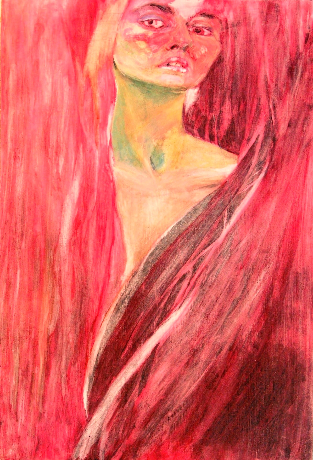 Painting The curtain, Wood panel painting